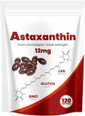 Astaxanthin 12mg Natural Antioxidant Supports Immune Fresh Microalgae for Skin Eye and Internal Circulation Health 120 Softgels (01 01#)