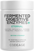 Codeage Fermented Digestive Enzymes Supplement 3-Month Supply - 14 Digestive Enzymes Probiotics Prebiotics Fermented Botanicals Plant-Based Multi Pancreatic Enzymes - 1 Capsule a Day - 90 Capsules