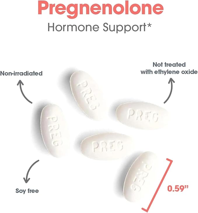 Nutricology Pregnenolone Supplement - Progesterone Supplements Hormone &amp Stress Support Made from Non-GMO Wild Yam Micronized Lipid Matrix Plant-Sourced 50mg Scored Tablets - 60 Count