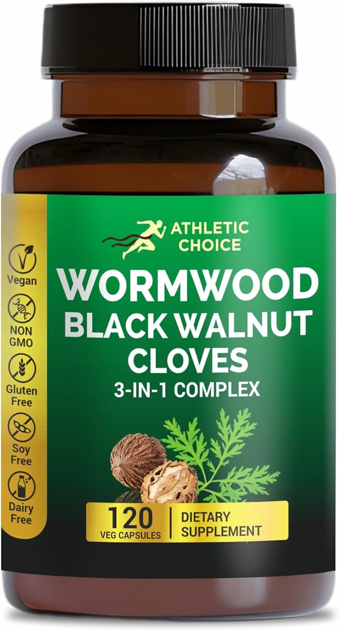 Wormwood Black Walnut Clove Complex 3-in-1 Formula with Sweet Wormwood Extract 120 Veggie Capsules Non-GMO &amp Gluten-Free Herbal Supplement for Adults