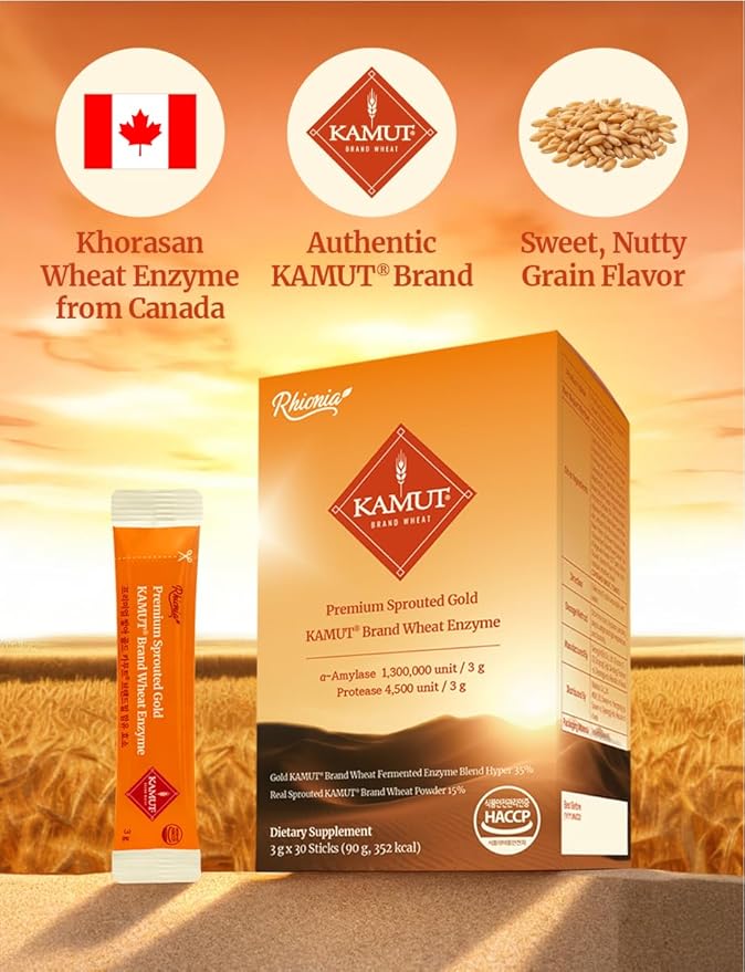 Sprouted KAMUT® Brand Wheat Enzyme Powder 3g x 30 Sticks Fermented Grain Blend Injeolmi Flavor