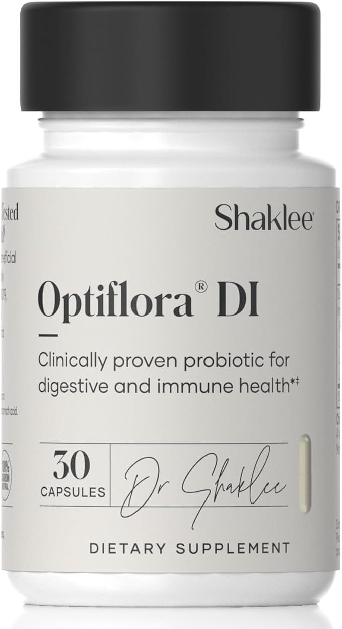 Shaklee - Optiflora® DI Probiotic -10 Billion CFUs - 4 Bacterial Strains - Bifidobacterium lactis HN019™ - Supports Intestinal Flora Balance &amp Regularity - Gluten Soy &amp Dairy Free - 30 Capsul