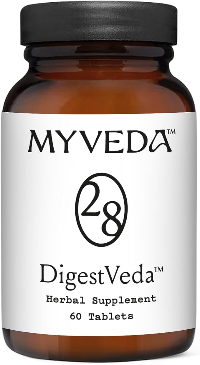 DigestVeda 28™ Ayurvedic Digestive Support Supplement | with Amla Sacred Lotus Vetiver &amp Cardamom | Supports Agni Balance Occasional Acidity Relief Bloating &amp Gut Comfort | 60 Tablets