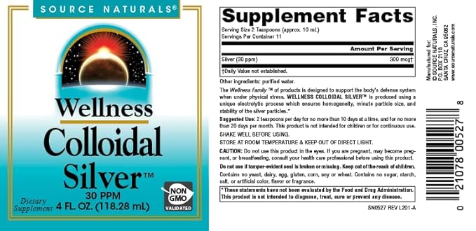 Source Naturals Wellness Colloidal Silver 30 ppm - 4 Fluid oz