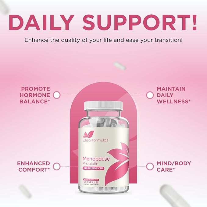 120 Billion CFU Menopause Probiotics for Women - Complete Menopause Relief Formula with Prebiotics and Probiotics for Women with 20 Beneficial Shelf Stable Strains &amp Cranberry Extract (30 Servings