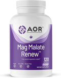 AOR Mag Malate Renew 120 Vegan Capsules 40-120 Day Supply Magnesium Malate with Malic Acid for Daily Wellness Muscle Function &amp Relaxation Support