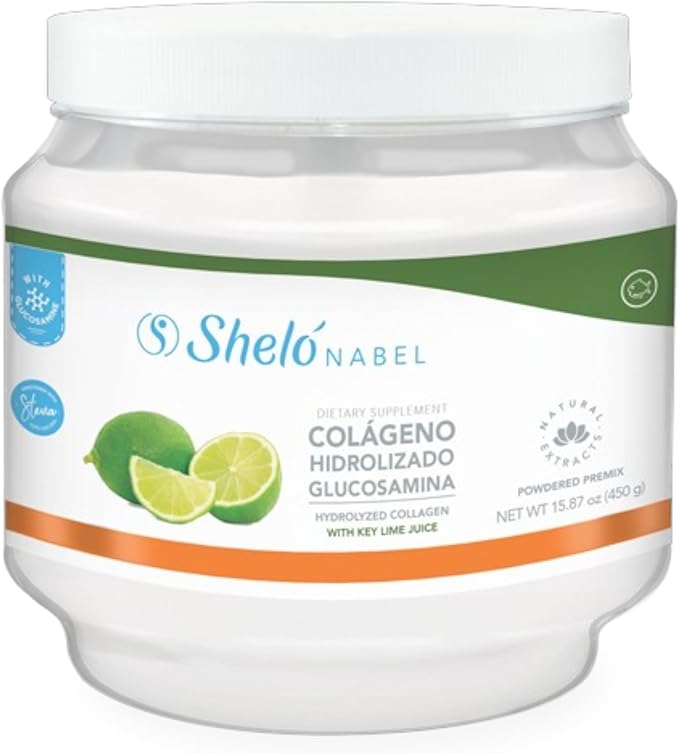 Shelo Nabel Hydrolyzed Collagen with Glucosamine and Key Lime Juice Dietary Supplement 15.87 oz (450g)