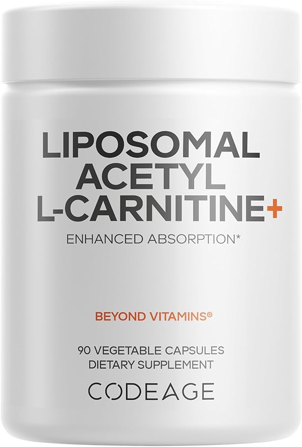 Codeage Liposomal Acetyl-L-Carnitine+ Supplement - 500 mg Acetyl-L-Carnitine per Serving - 3-Month Supply Liposomal Delivery - Alcar Supplement - L-Carnitine - Non-GMO Gluten-Free 90 Capsules