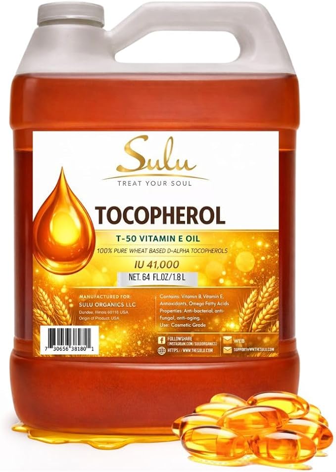 SULU ORGANICS 4 lbs-100% Pure and Natural Soy Free T-50 Tocopherols Vitamin E Oil