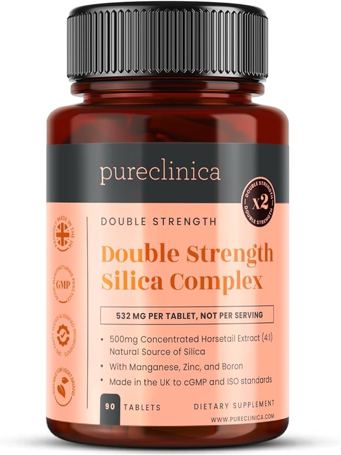 Double Strength Silica Complex – 500mg Horsetail Extract (4:1) per Tablet – 90 Tablets – 3 Month Supply – with Zinc Manganese &amp Boron