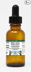 MSM &amp White Willow Bark Combination Glycerite Liquid Extract (1:5) - Strawberry Flavored (1 oz ZIN: 522753) - 3 Pack