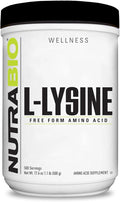 NutraBio L-Lysine Powder 500g – Essential Amino Acid for Protein Metabolism Collagen Support &amp Immune Health – Pure Unflavored Non-GMO Vegan- 500 Servings