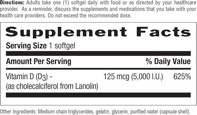 Country Life Vitamin D3 5000 IU – High Potency Non-Fish Source Supports Bone Health Immune Function &amp Calcium Absorption – 365 Softgels Certified Gluten-Free Long-Term Supply