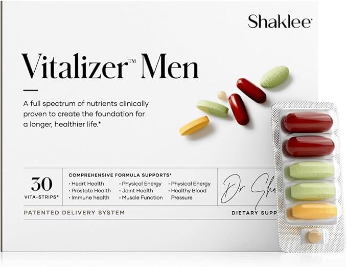 Shaklee - Vitalizer™ Men - Advanced Nutrition Vita-Strips® with Vitamins Minerals Omega-3s Probiotics &amp More for Heart Joint Immune Bone Digestive Health &amp Physical Energy - 30 Vita-Str