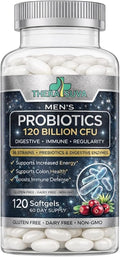 Men’s Advanced Probiotics 120 Billion CFU - 36 Strains + Prebiotics Enzymes &amp Veggie Blend for Gut Immune &amp Colon Health - 2 Month Supply 120 Softgels
