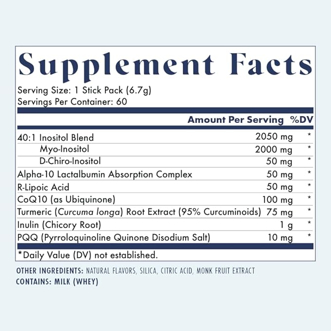 FullWell Alpha Inositol+ Stick Packs - Hormonal Ovarian &amp Metabolic Aid - 40:1 Myo-inositol to D-Chiro-inositol - Orange Cream - 60 Count (30 Servings)