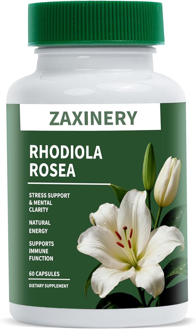 Rhodiola Rosea Supplement 500mg - Rhodiola Rosea Extract for Energy Stress Relief Mood and Focus - Adaptogenic Herb Supplement - Gluten Free &amp Non-GMO - 60 Vegan Capsules