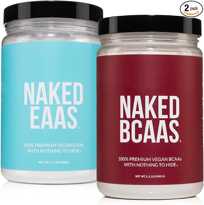 Unflavored Naked Naked BCAAs + Unflavored Naked Eaas Amino Acids Powder Bundle Vegan All Natural Essential Amino Acids 500 Grams