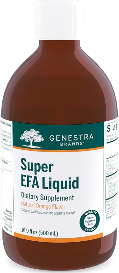 Genestra Brands Super EFA Liquid | Supports Cardiovascular Health and the Development of Brain Eyes and Nerves in Children* | 16.9 Fl Oz | Natural Orange Flavor