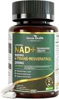 Liposomal NAD+ Resveratrol Supplement - NMN Alternative with Trans-Resveratrol Quercetin &amp Fisetin - NAD Plus Booting for Women and Men Support Cellular Energy &amp Healthy Aging Non-GMO | 60