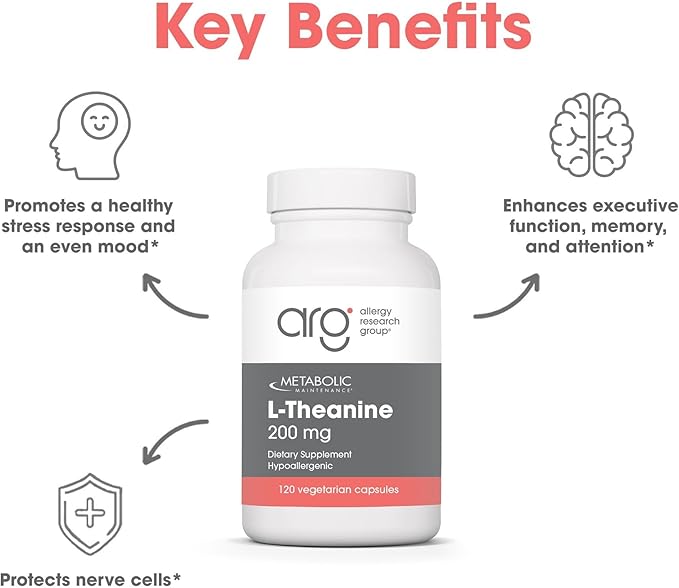 Metabolic Maintenance L-Theanine 200mg - L Theanine Supplement with Glycine for Calm Energy and Focus Amino Acid for Sleep Support and Healthy Stress Response - 120 Capsules