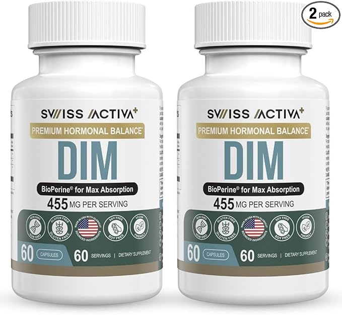 Swiss Activa+ Labs DIM Supplement – Hormone Balance for Women &amp Men – Estrogen Supplement for Women and Men– Supports Hormonal Acne &amp Menopause Symptoms| Gluten Free Non-GMO &amp Vegan – 120