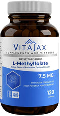 L Methylfolate 7.5 mg | 120 Caps | Value Pack | Max Potency | Active Folate | Gluten Free | Methyl Folate 5-MTHF | No Filler Doctor Designed and Formulated