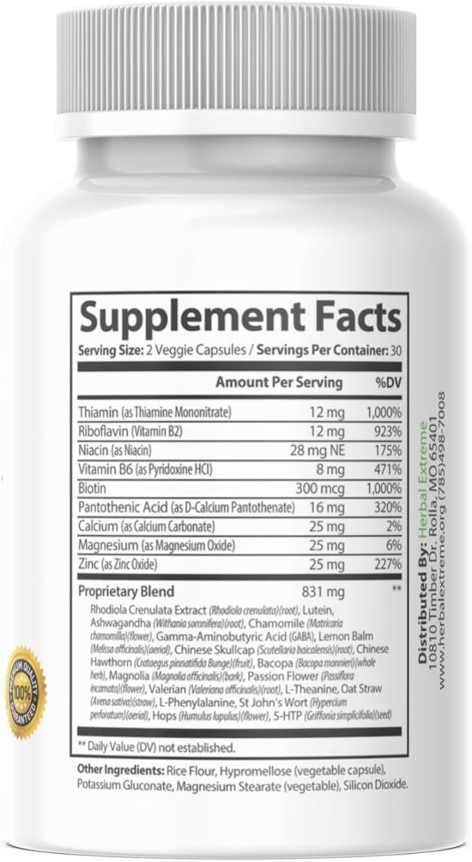 Anziafen Mood Modifying Herbal Supplement 60 Capsules 831 mg Crenulata Extract Lutein Ashwagandha Chamomile Gaba Lemon Balm Chinese Skullcap