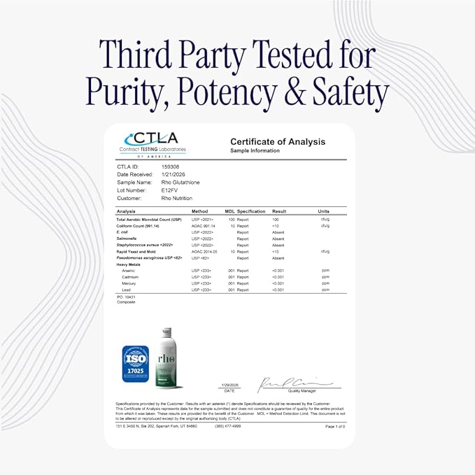 Rho Nutrition Liposomal Glutathione - Ultra High Absorption Liquid Glutathione Supplement - Supports Natural Detoxification Immune System Skin Health Mental Clarity &amp Overall Well-Being - 3-Pac