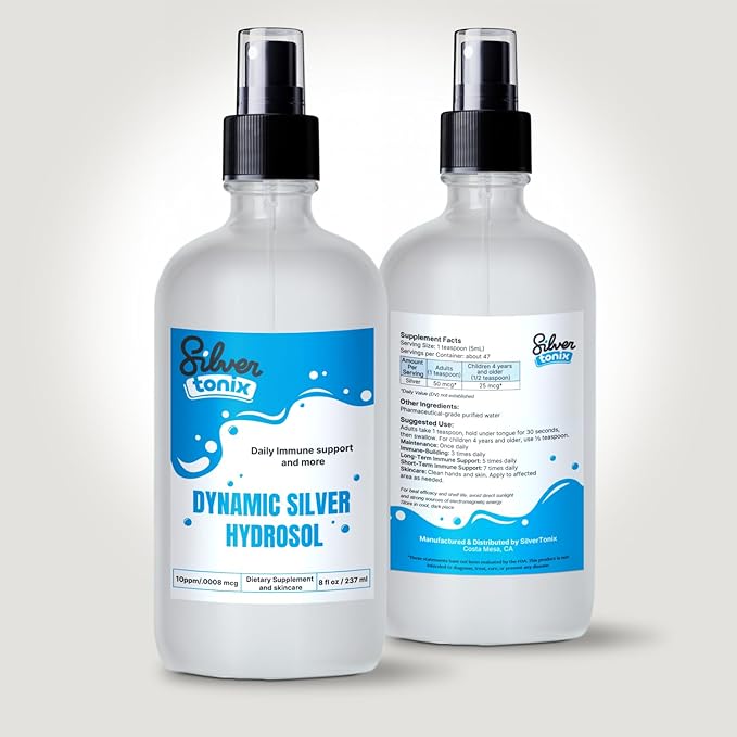 Dynamic Silver Hydrosol Fine Mist Spray – 10ppm Bio-Active Colloidal Silver – Pharmaceutical Grade Purified Water – Topical &amp Oral Use – Daily Wellness &amp Skin Cleanliness Support (8 Fl Oz)