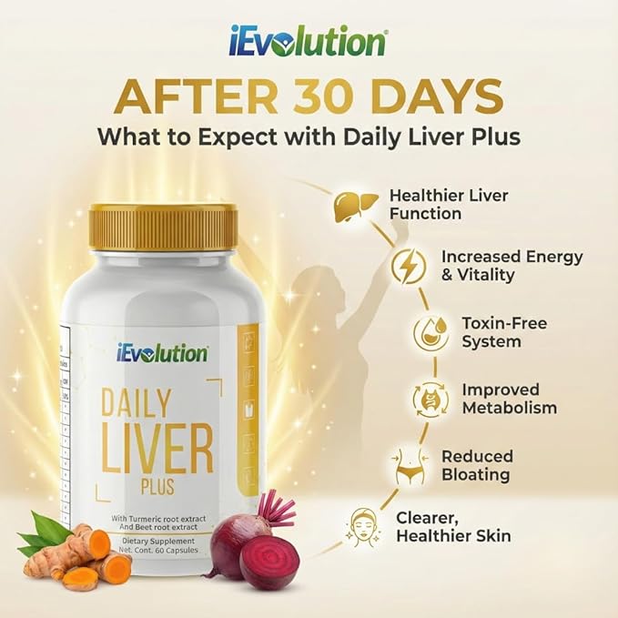 Daily Liver Plus Liver | 60 Capsules Liver Cleanse Detox &amp Support Supplement with Milk Thistle Dandelion Turmeric Artichoke for Enhanced Liver Health &amp Repair - Ideal for Daily Use
