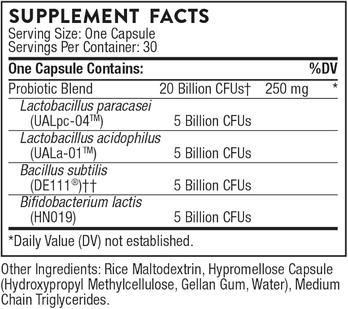 THORNE - FloraSport 20B - Shelf-Stable Probiotic Blend - Supports Gut Immune &amp Digestive Health - Occasional Gas Bloating Diarrhea &amp Constipation Relief* - NSF Certified for Sport - 30 Caps