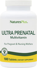 NaturesPlus Ultra Prenatal Multivitamin - 800 mcg Folate 180 Vegetarian Tablets - Prenatal Supplement with Iron Iodine Calcium &amp B-Complex Vitamins - Gluten-Free - 90 Servings