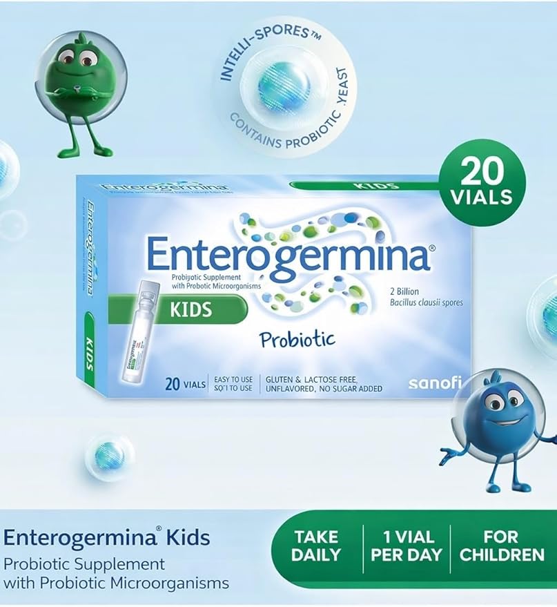 EnterogerminaKids 20 Vial | Probiotic Oral Suspension for Children | Digestive &amp Gut Flora Support