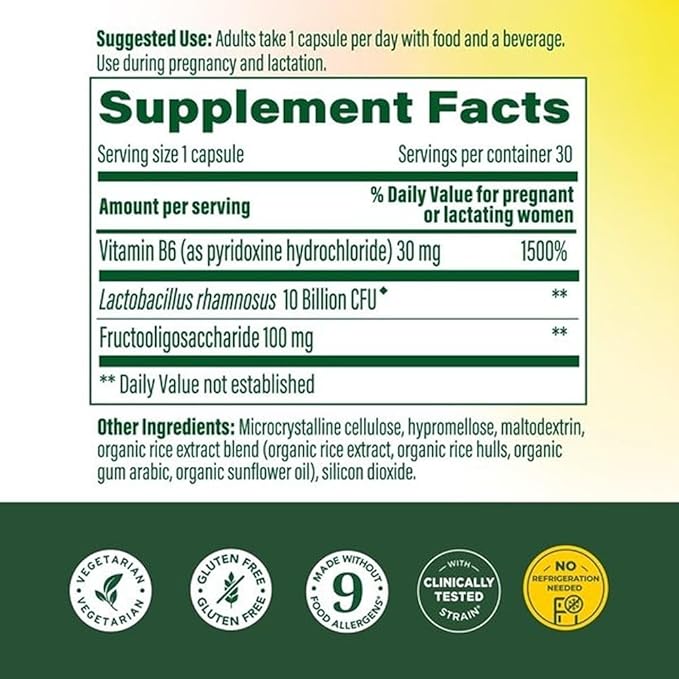 MegaFood Baby &amp Me 2 Prenatal Probiotic Vegetarian Pregnancy Prebiotics and Probiotics for Women Digestive Health &amp Immune Support with Vitamin B6 for Morning Sickness Relief 30 Capsules