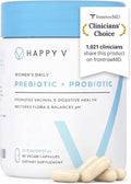 Happy V Dr. Formulated Vaginal Probiotics for Women Odor &amp Itch Support Urinary &amp Gut Health pH Balance | Womens Daily Probiotic with Patented Prebiotics &amp Lactobacillus for Feminine Wel