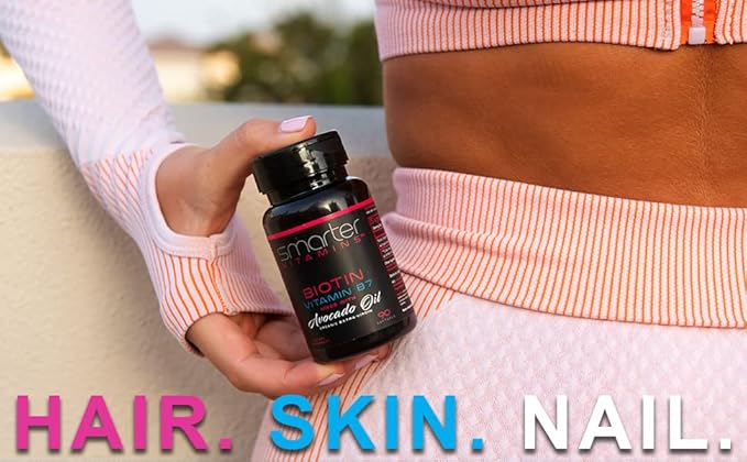 (2 Pack) Smarter Biotin 5000mcg in Avocado Oil Vitamin B7 Non-GMO 90 Mini Liquid Softgels No Soy