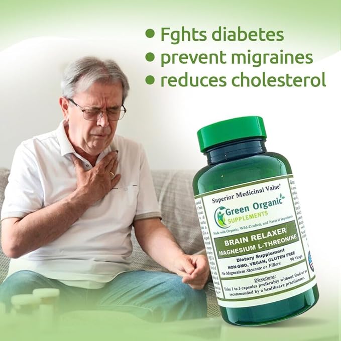 Green Organic Supplements Magnesium L-Threonine 90 VCaps (Pack of 3)