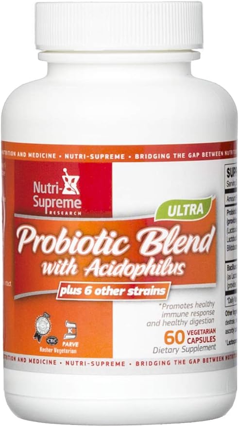 NUTRI-SUPREME RESEARCH Ultra Probiotic Blend 60 Vegetarian Capsules - Certified Kosher
