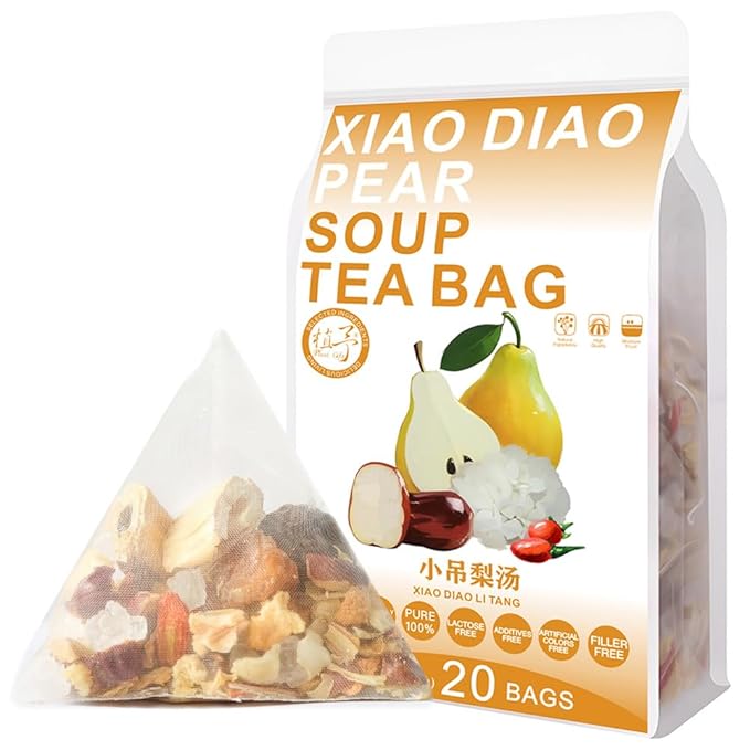 Chinese Fruit Tea 300g 小吊梨汤 10.58oz (15g*20bags) Xiao Diao Pear Soup Tea Bag Caffeine Free Fruit Tea bags Longan Wolfberry Mixed fruit tea (snow pear tremella tea) 小吊梨汤