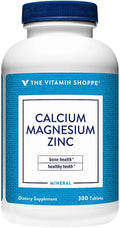The Vitamin Shoppe Calcium-Magnesium-Zinc with Vitamin D - Bone Immune &amp Cellular Health | 300 Tablets | Gluten-Free