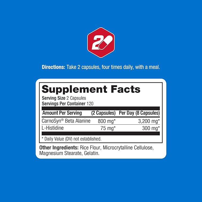 ProLab Nutrition Beta Alanine Extreme with Carnosyn 3200mg High Potency Boosts Workout Endurance &amp Delays Fatigue (240 Caps)
