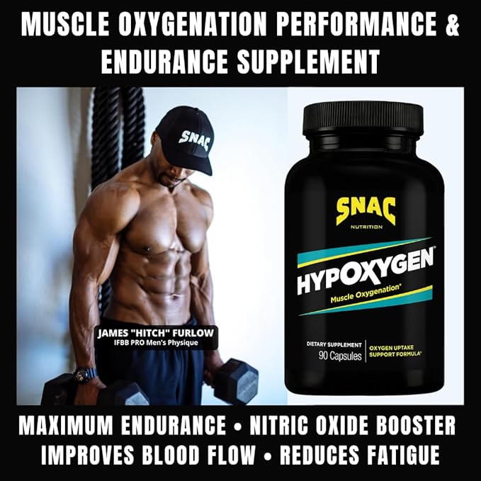 SNAC HypOxygen - Muscle Oxygenation Performance &amp Endurance Supplement Improves the Body’s VO2 Max &amp Assists with Recovery from High-Repetition Exercise 90 Veggie Capsules (45 Servings)