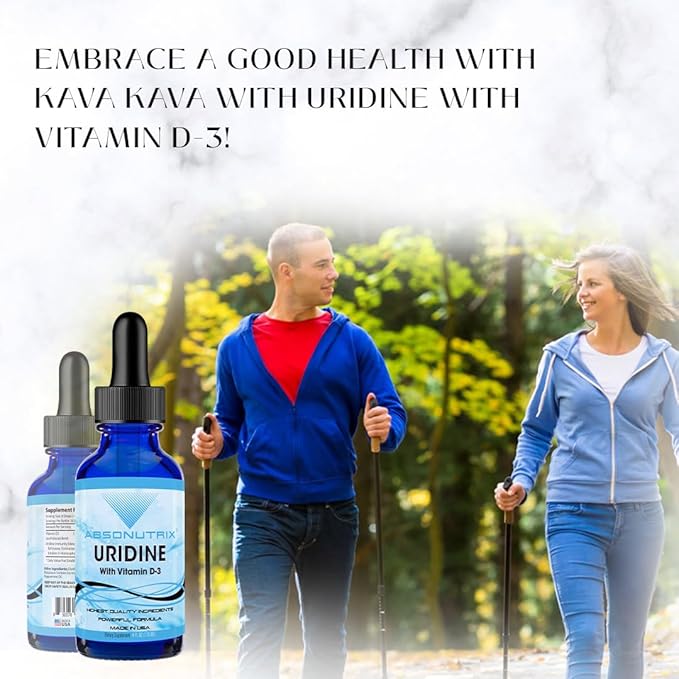 Absonutrix Uridine with Vitamin D-3 343 mg 4 FL OZ Liquid 302 Servings Made in USA Plant-Based Ingredients Gluten-Free