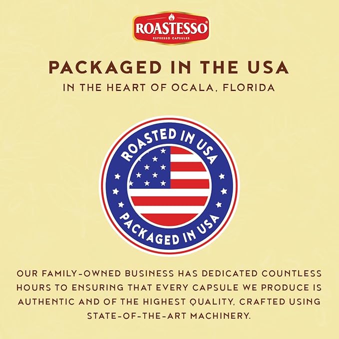 Roastesso Aluminum Espresso Capsules French Vanilla Natural Flavored Coffee Compatible with Nespresso Original Machines Medium Roast Intensity 7 Recyclable Coffee Pods Packed in USA (40 Count)