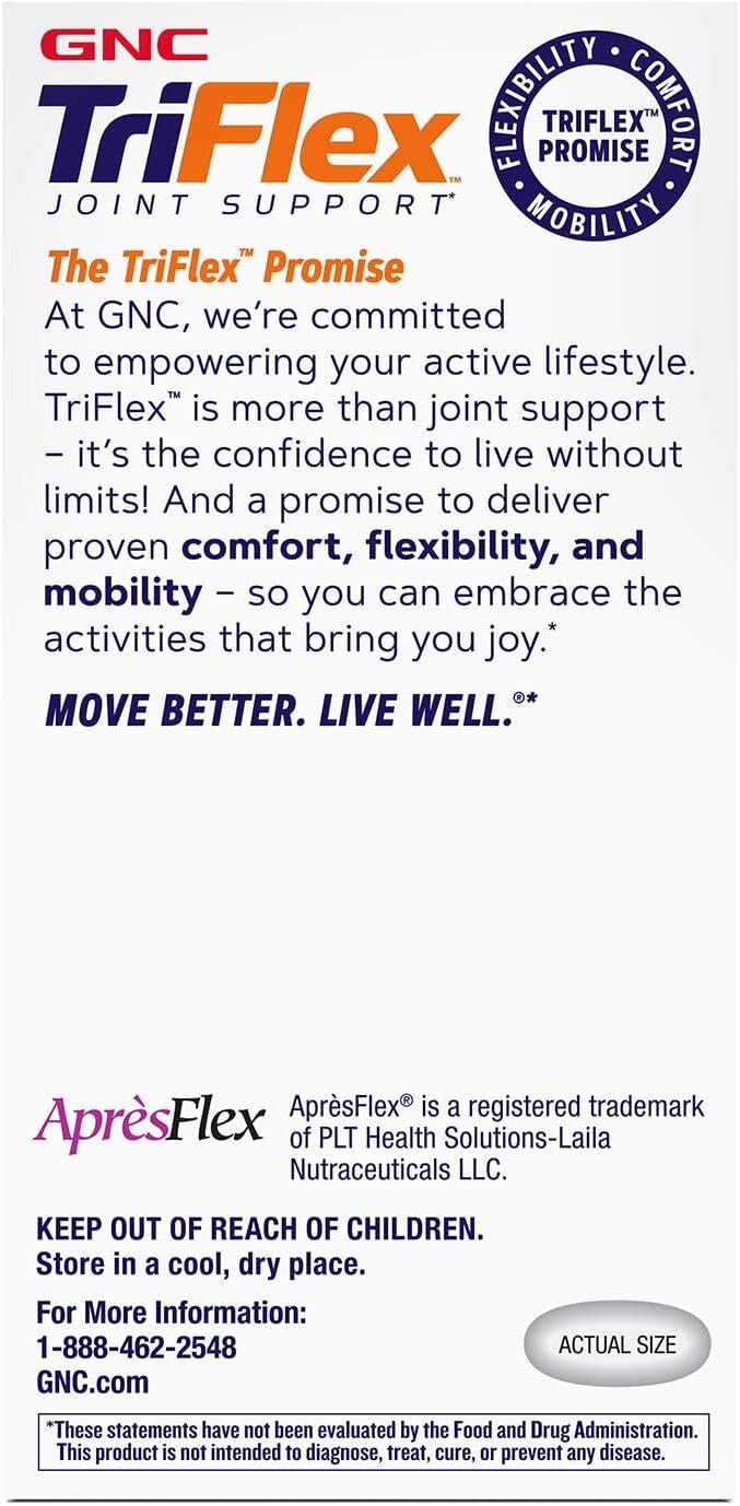 GNC TriFlex Fast-Acting 2.0 Improves Joint Comfort and Stiffness Clinical Strength Doses of Glucosamine/Chondroitin and Boswellia- Plus Turmeric 240 Caplets