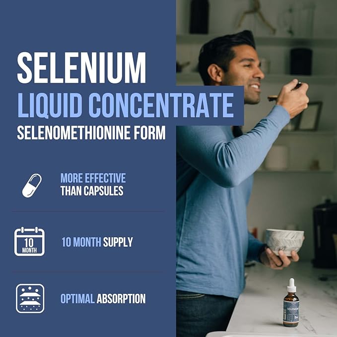 Selenium - 200 mcg Selenomethionine Form 300 Servings - Vegan Glass Bottle Yeast Free - Sublingual Liquid Concentrate - Antioxidant Supports Immunity Thyroid Health (2 oz.)