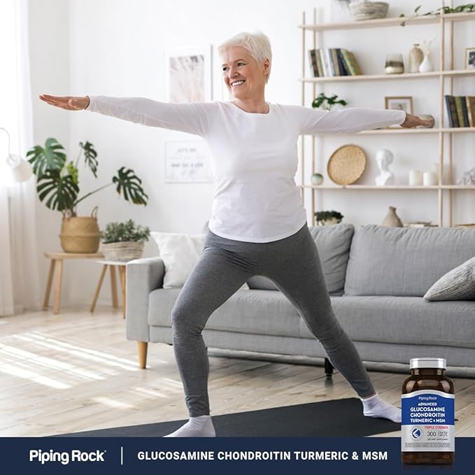 Piping Rock Glucosamine Chondroitin MSM Turmeric | 300 Caplets | Supplement for Women and Men | Advanced Triple Strength Complex | Non-GMO &amp Gluten Free