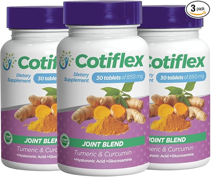 Dietary supplement for joints | 3 Pack | With hyaluronic acid turmeric glucosamine sulfate and magnesium oxide | Promotes joint mobility lubrication and flexibility | 30 capsules of 850 mg each