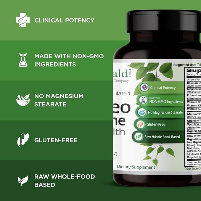 EMERALD LABS Osteo Bone Health - Immune Support &amp Bone &amp Joint Supplement with Vitamin D3 K2 Calcium Magnesium OptiMSM Meriva Phytosome &amp More - 180 Vegetable Capsules